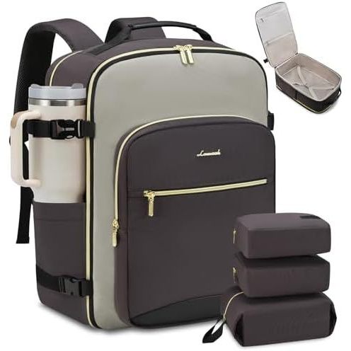 Mochila De Viagem LOVEVOOK 40L Para Mulheres & amp ; Homens , Bagagem De Mão Aprovada Pela Companhia Aérea Com 3 Cubos D