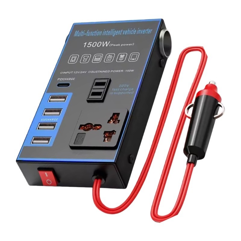 Li * 12V 24V A 220V 1500W Conversor Energia Automotiva Carregamento Rápido USB Adequado Para Viagens