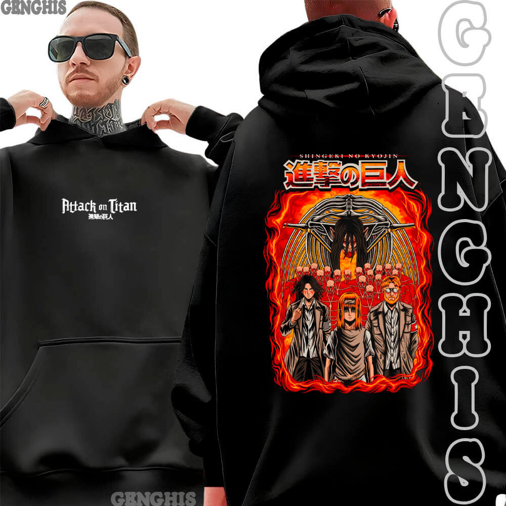 Moletom Canguru Blusa De Frio Attack On Titan Shingeki no Kyojin Eren Yeager Titan Fundador Anime Manga Unissex