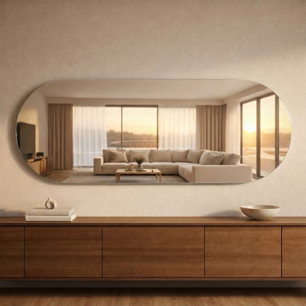 Imagem Espelho Oval 150x40 Corpo Inteiro Modelo Solis Loft Decorativo Sem Distorção