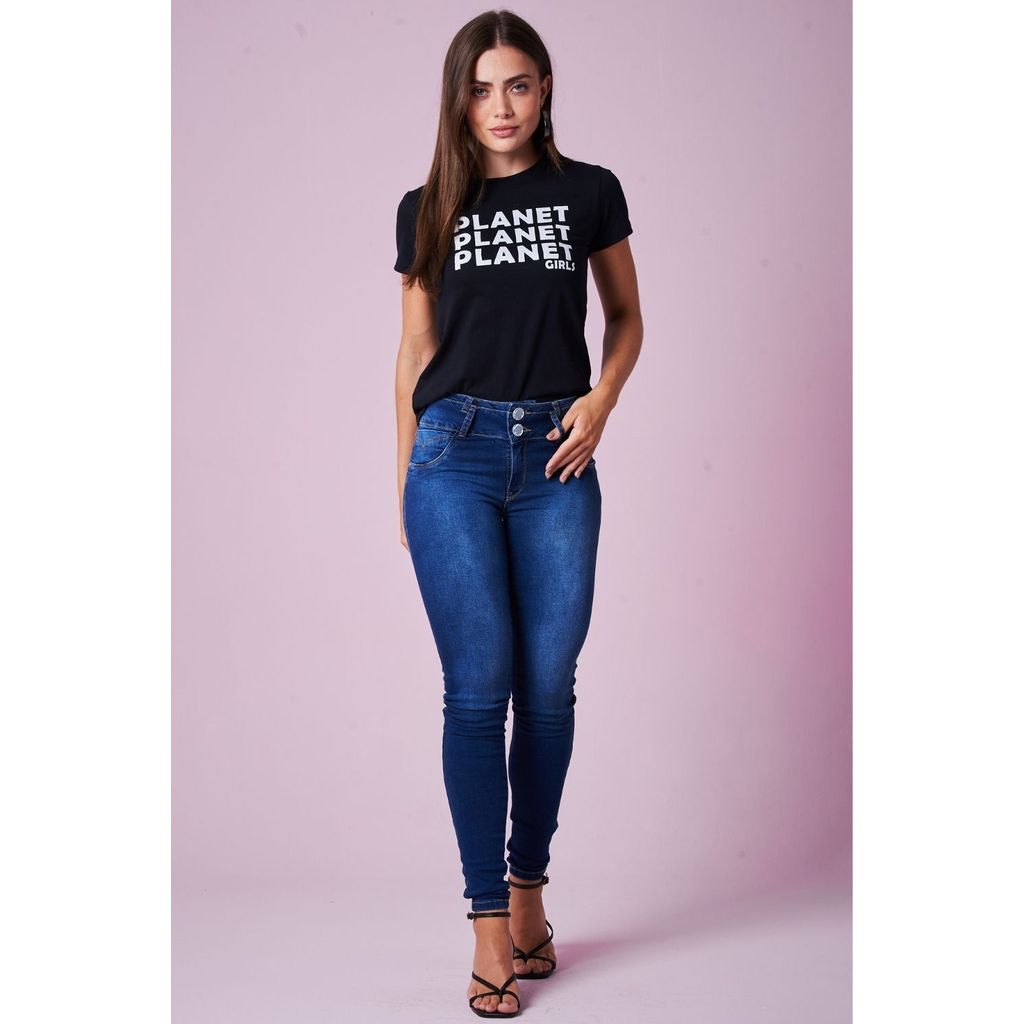 Camiseta Feminina Logo Triple Planet Girls Preto