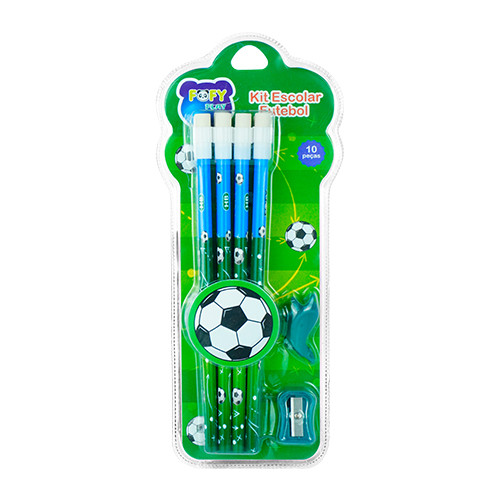 Blister Futebol Verde com 8 lápis + 1 apontador + 1 suporte Copa do Mundo Fofy em Oferta na Shopee