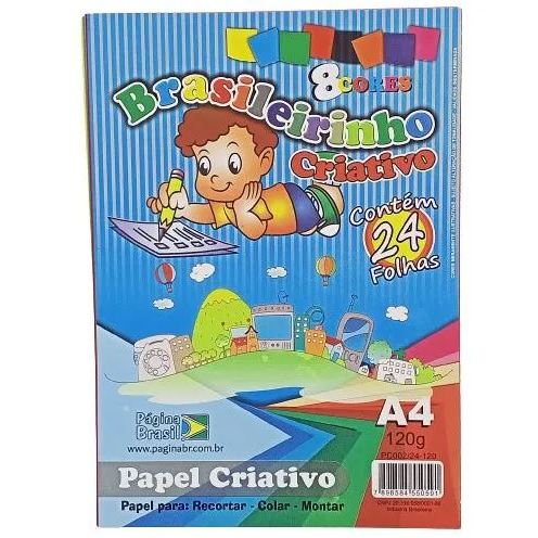 Papel Criativo A4 120g 8 Cores 24 Folhas Brasileirinho Página Brasil Papel Colorido para Trabalhos Escolares em Oferta na Shopee