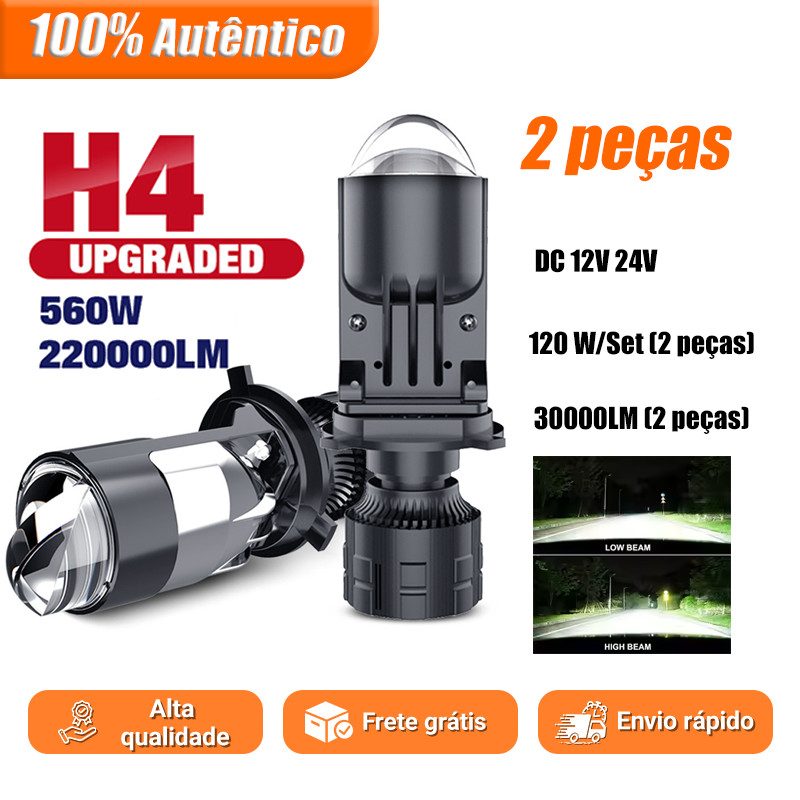 2PCS 30000LM 120W H4 LED Projetor Mini Lente Auto  Kit Conversão Alto/Baixo 6000K com Turbo Fan  Compatível Carros/Motos em Oferta na Shopee