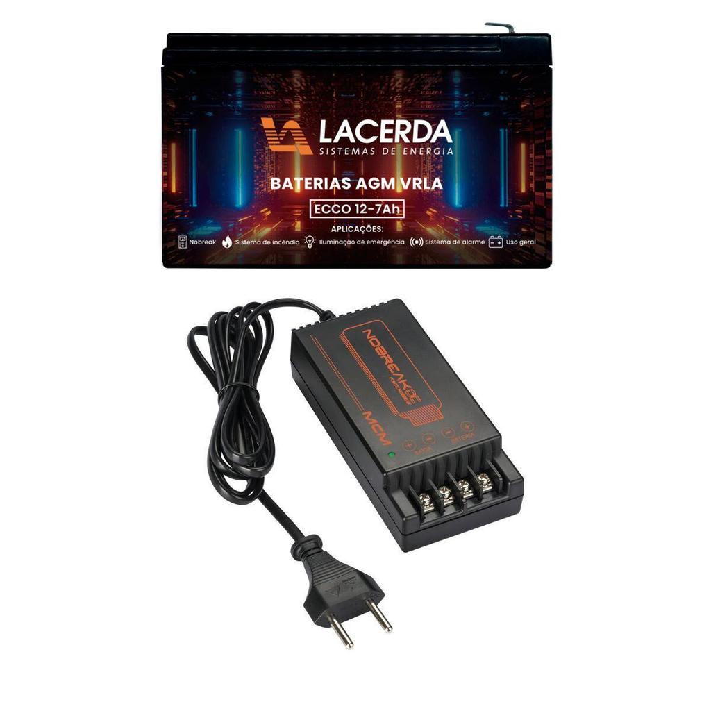 BATERIA SELADA 12V ALARME LACERDA + FONTE NOBREAK MCM 12V 5A