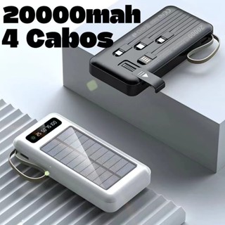 Carregador Portátil Power Bank Solar 20.000mah Com cabos 5 Em1 LED lanterna em Oferta na Shopee