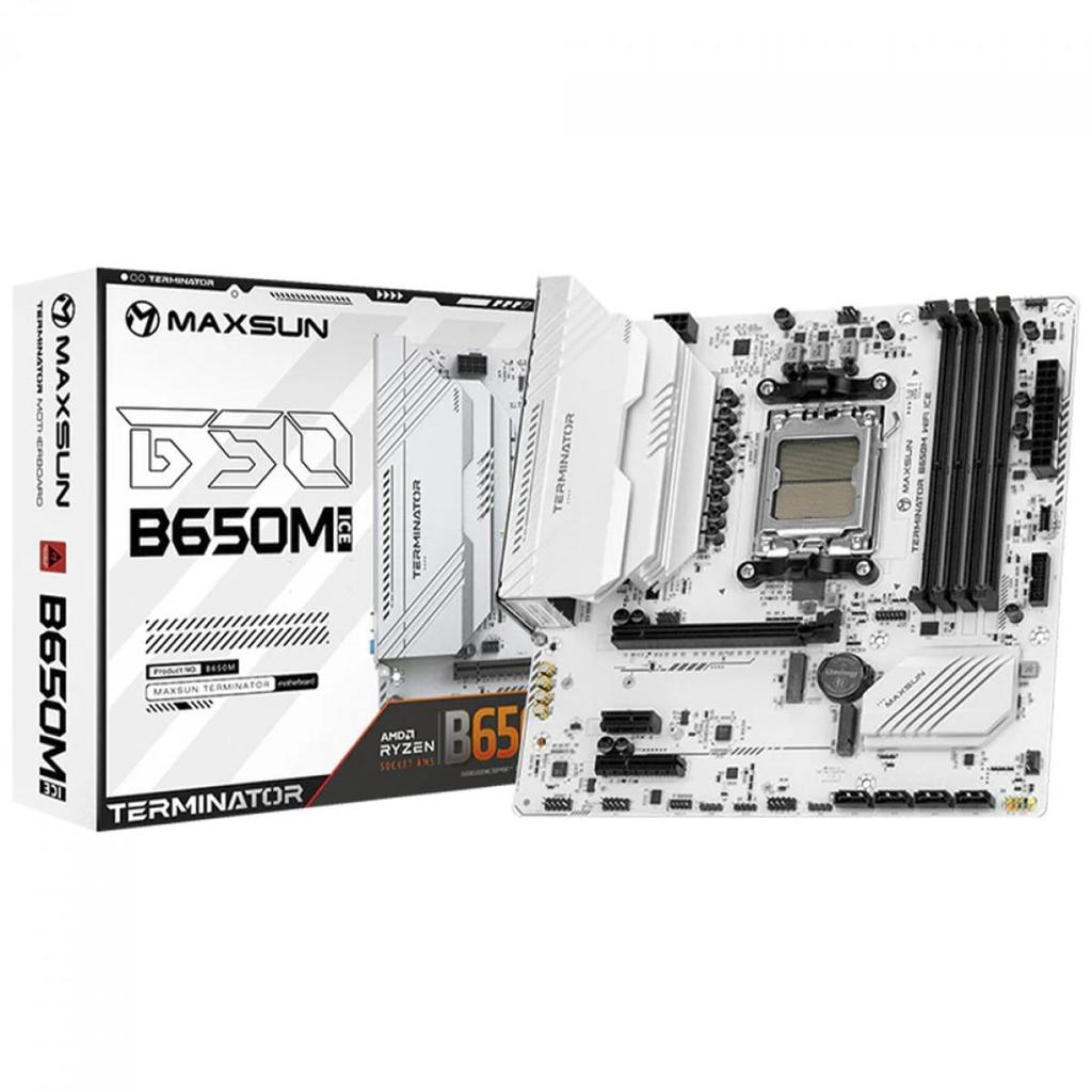 Placa Mãe Maxsun Terminator B650M WiFi ICE, Chipset B650, AMD AM5, mATX, DDR5 em Oferta na Shopee