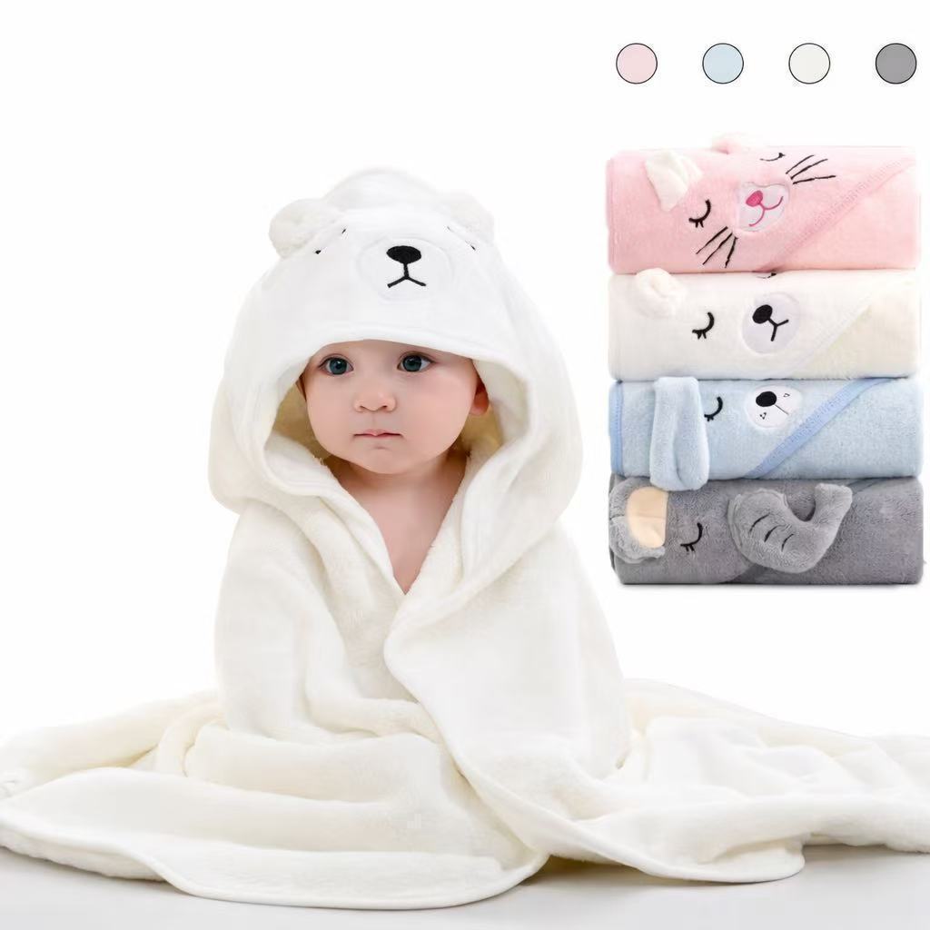 Toalha De Banho Bebê Capuz Roupão Infantil Recém Nascido Criança Bichinho Absorvente 80 x 80cm