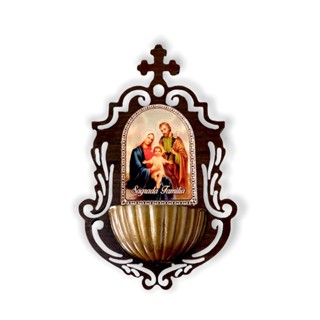 Pia Para Água Benta Sagrada Familia Resinada de Parede 16cm em Oferta na Shopee