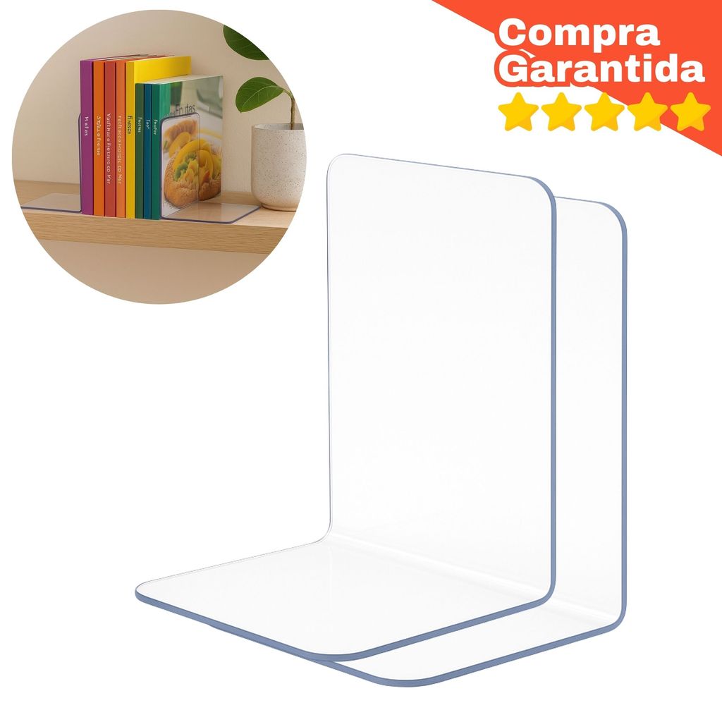 KIT Aparador de Livros Suporte Bibliocanto Transparente Decoração Estante Sala