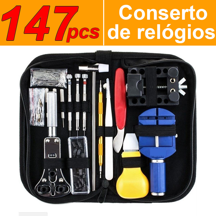 Kit 147 peças de ferramentas de manutenção para relógios + bolsa de armazenamento
