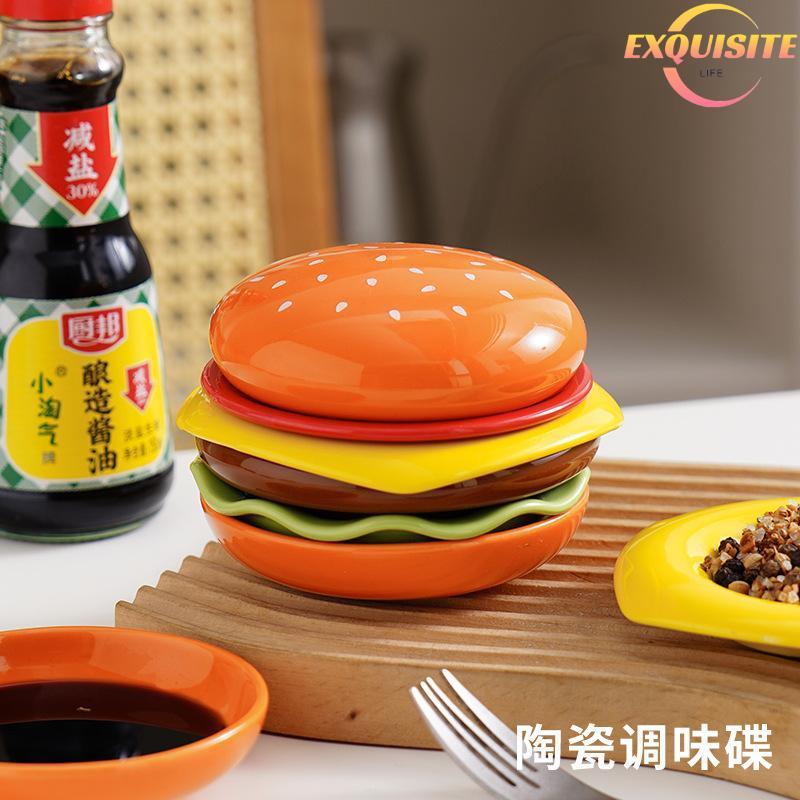 [EL-t] Conjunto De Pratos De Hambúrguer Staable Burger 6 Camadas Mini Prato De Jantar Cuspe De Osso De Alto Valor Recipi