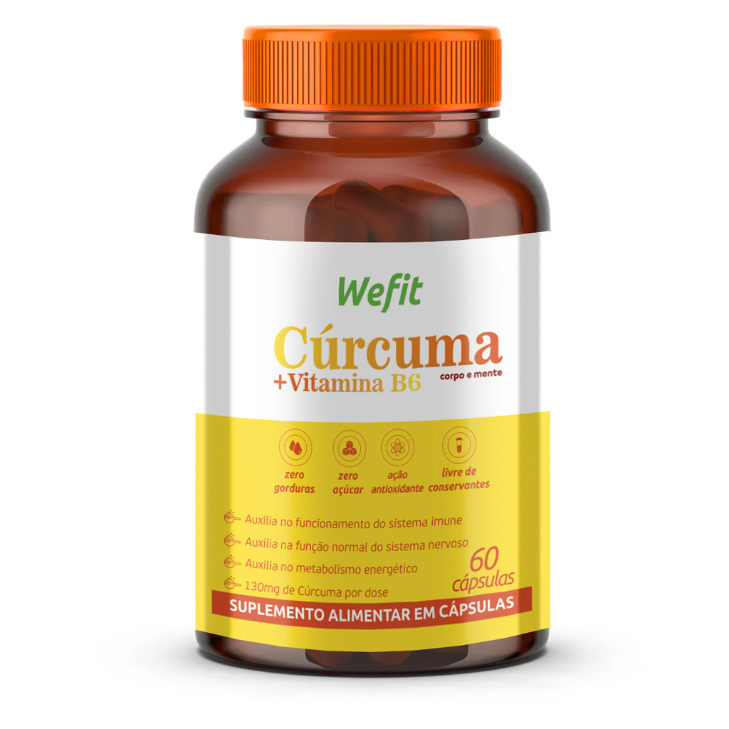 Cúrcuma Com Vitamina B6 Pote Com 60 Capsulas Wefit em Oferta na Shopee