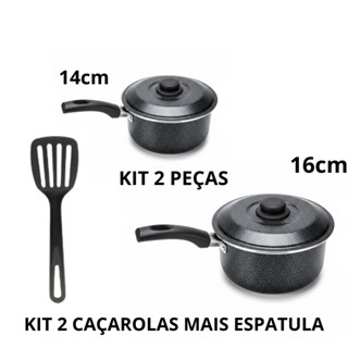 kit 2 Caçarolas Craquelado N.16 e N.14  Com  Cabo mais Espatula em Oferta na Shopee