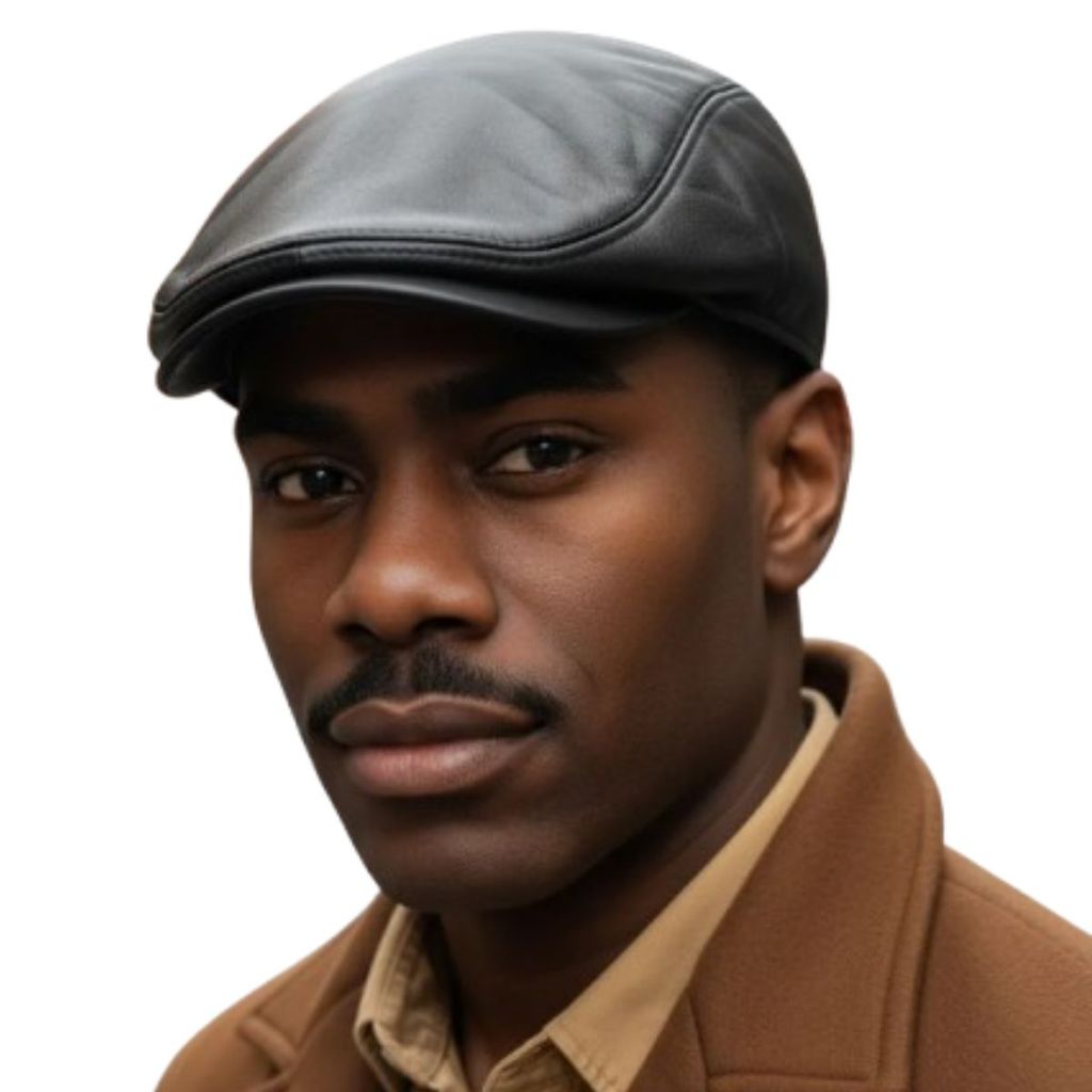 Boina Masculina Preta Courinho Estilo Inglesa Frio Luxo