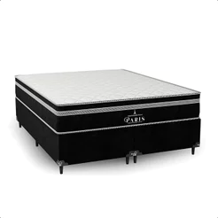 Cama Box Queen + Colchão Paris Molas Ensacadas - Preto - e-Shop Casa