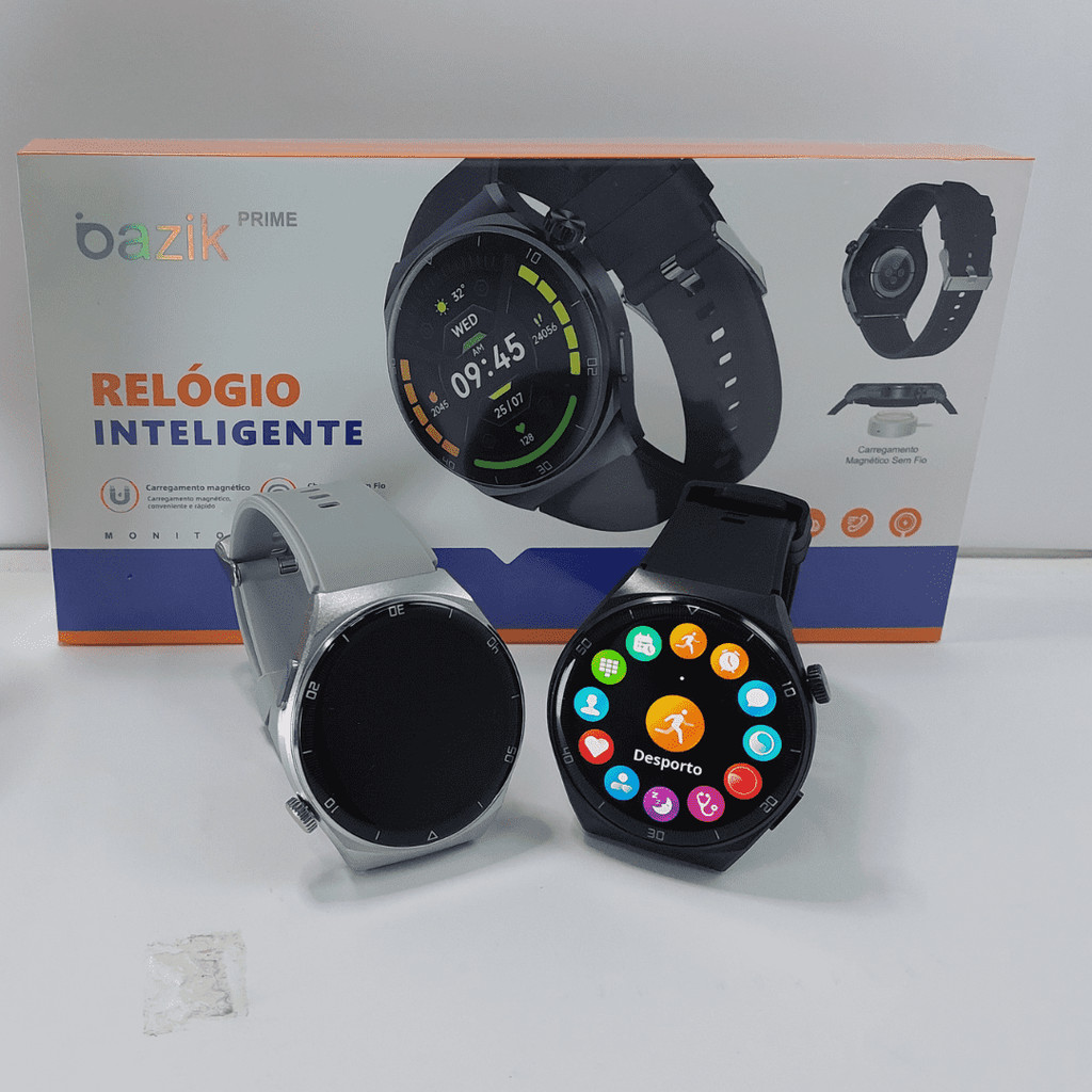 Relógio smartwatch redondo masculino w34 pro max ip67 nfc esportes fazer e receber chamadas
