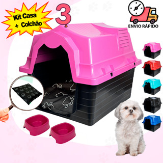 Casinha N3 + caminha + Comedouro Bebedouro Cachorro Pequeno Caminha Para Cachorro Casa Pet em Oferta na Shopee