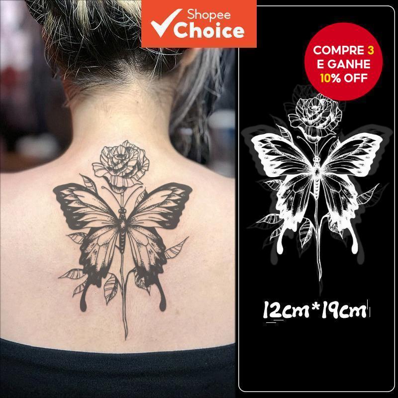 15 Dias À Prova D'água Tatuagem Temporária Borboleta Rosa Braço Mágico Arte Corporal Falsa em Oferta na Shopee