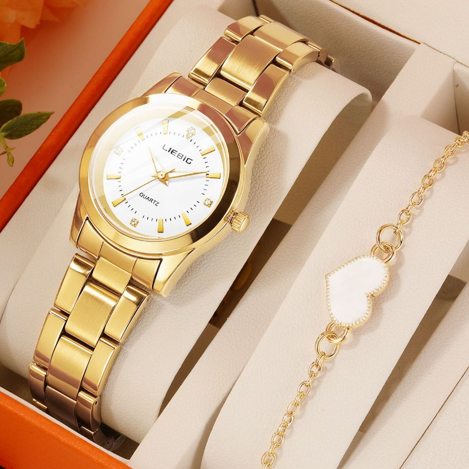 SKMEI Relógio feminino marca quartzo moda à prova d'água pulseira de ouro em Oferta na Shopee