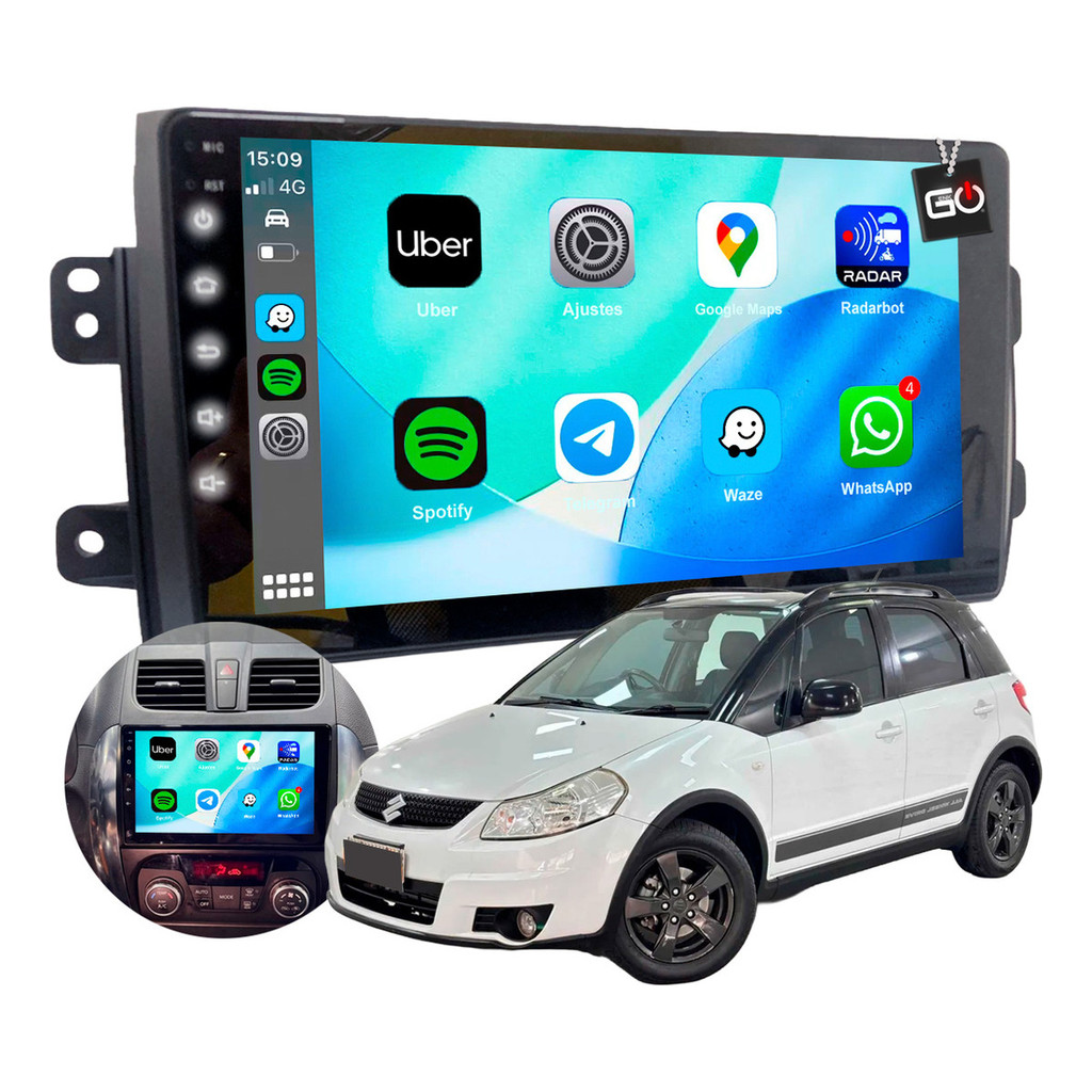 Kit Multimídia Mp10 9polegadas Painel Suzuki Sx4 2009 À 2014
