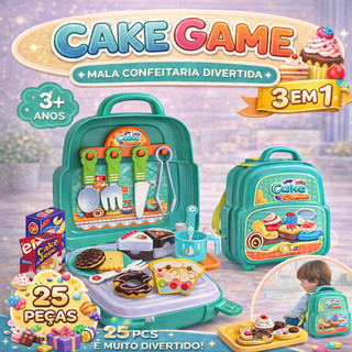 Maleta De Confeitaria Infantil 3 Em 1 Didática Cake Game Brinquedo Educativo Bolos E Doces Verde