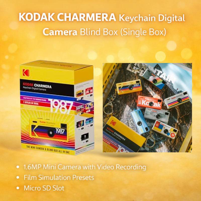 Chaveiro KODAK CHARMERA Caixa Cega Para Câmera Digital (Única)-Mini De 1.6 Mp Com Gravação De Vídeo , Predefinições De Simulação De Filme , Slot Micro SD , Pingente De Bolsa Adolescentes E Adultos
