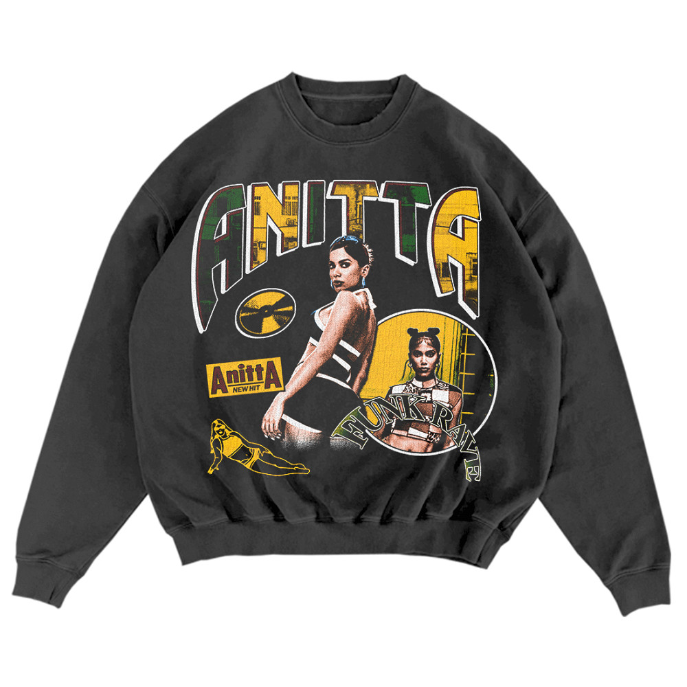 Moletom Anitta - Funk Rave Collage Crew em Oferta na Shopee