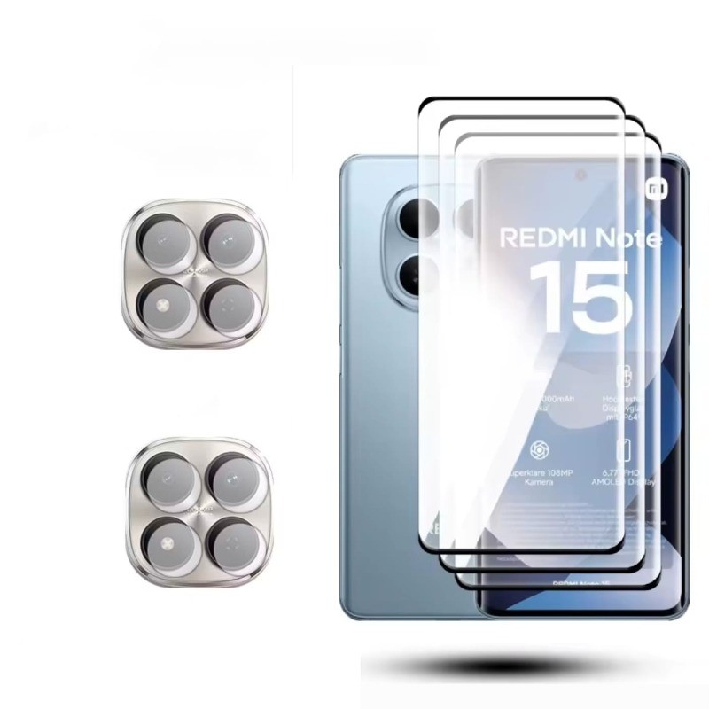 KIT Película vidro curva e câmera para Redmi Note 15 plus 5g Redmi Note 15 4G/5G