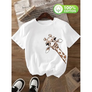 Camiseta Casual para Mulher Estampa de Girafa camisa camiseta