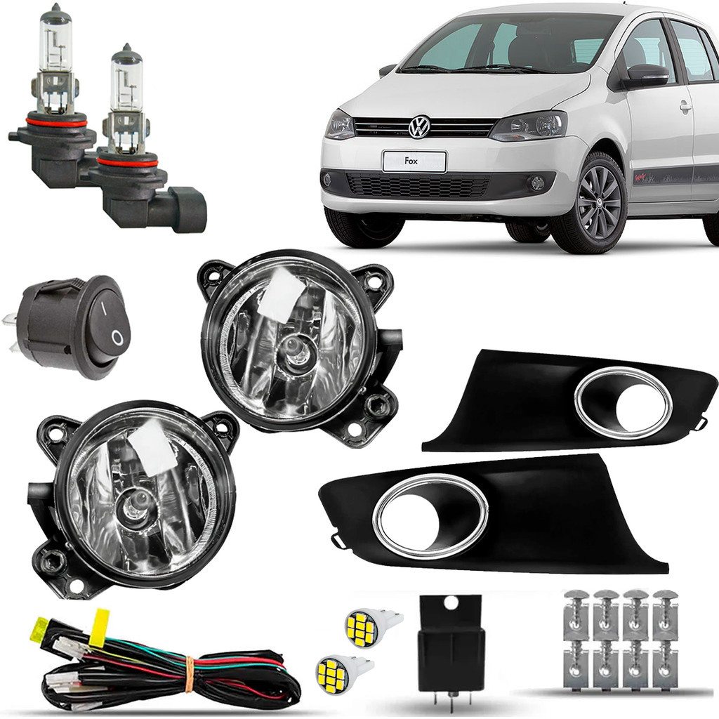 Kit Farol De Milha Farolete Neblina Auxiliar Completo  Vw Fox Spacefox 2010 2011 2012 2013 2014 Com Molduras em Oferta na Shopee