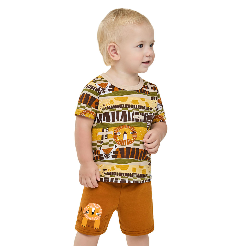 Conjunto Bebê Menino Safári Curto Elian Bege