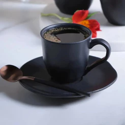 Xícara De Café Com Pires Bio Preto Matte 100Ml Porto Brasil