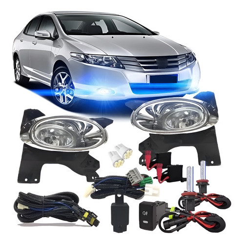 Kit Farol De Milha Honda City 09/2010/2011 + Kit Xenon 8k