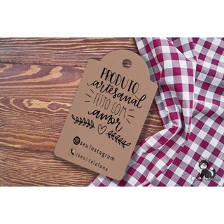 100 Tags Kraft Produto artesanal feito com amor m1 em Oferta na Shopee