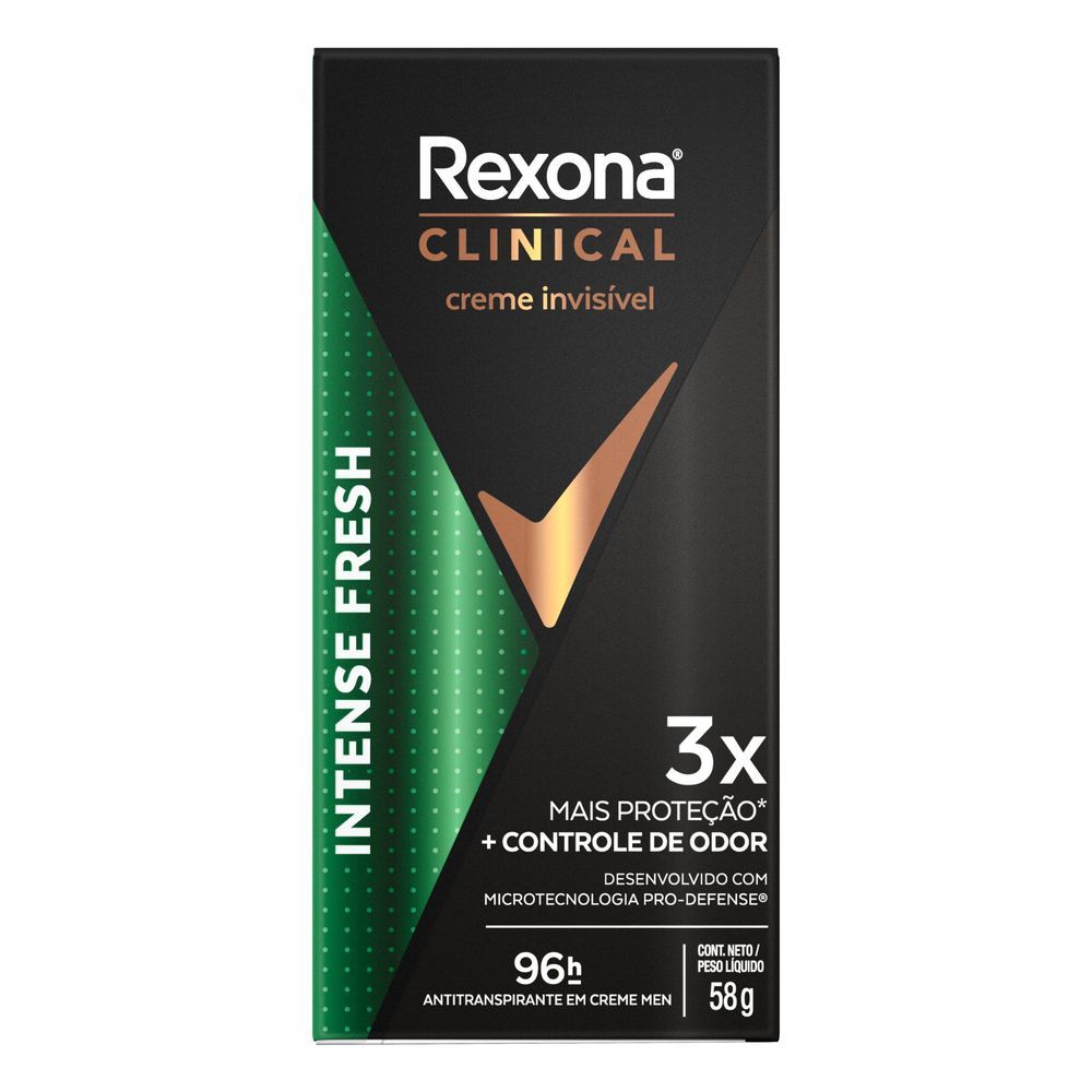 Desodorante Antitranspirante Rexona Clinical Creme Intense Fresh 96h com 58g em Oferta na Shopee