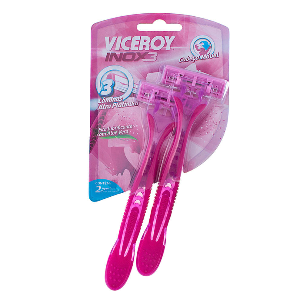 Aparelho de Depilação Viceroy Inox3 Rosa Descartável com 2 Unidades em Oferta na Shopee