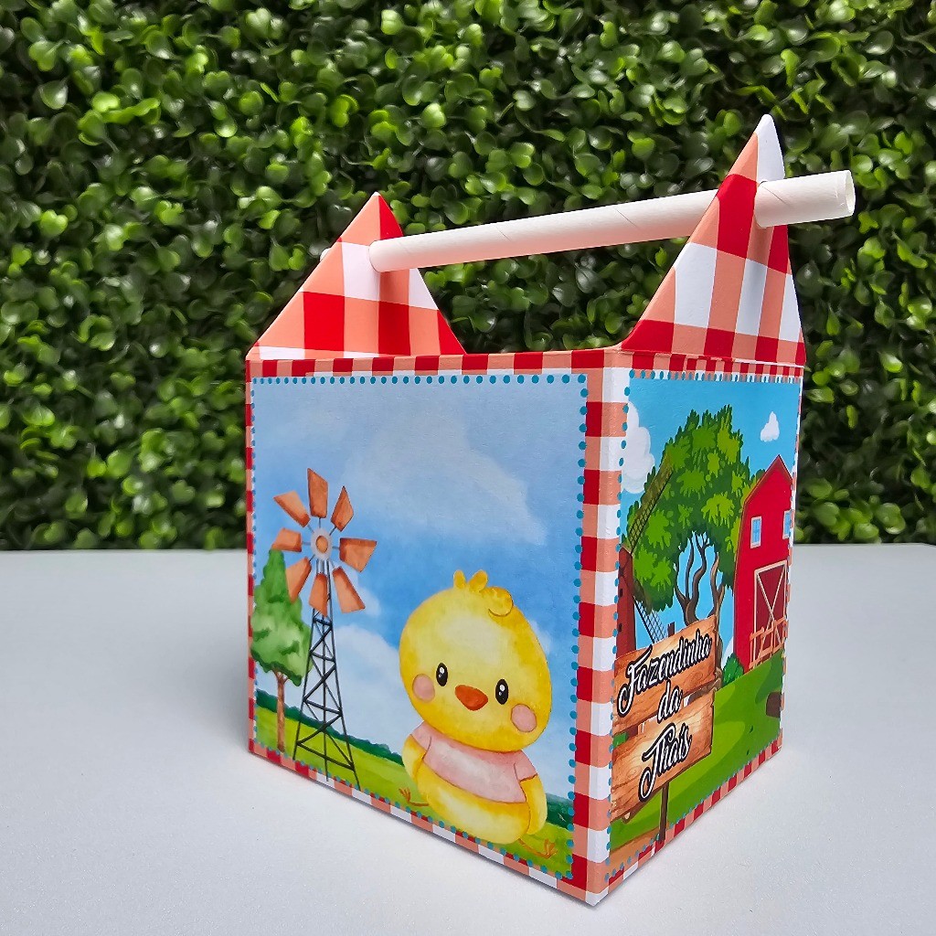Caixa Canudo FAZENDINHA VERMELHA Personalizados - Festa infantil - Aniversário - Lembrancinha