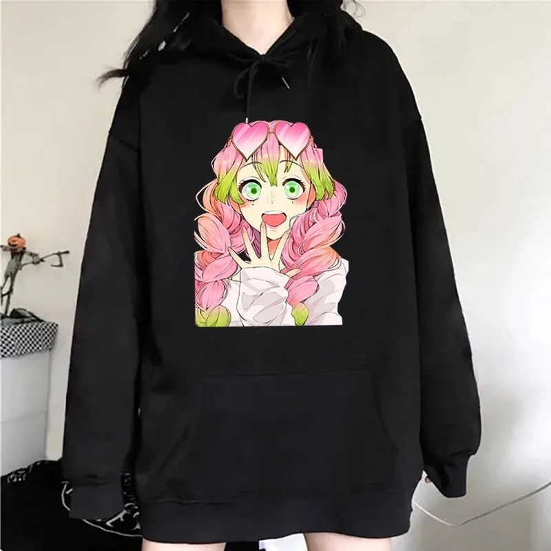Moletom Blusa de Frio Canguru Unissex Infanto Juvenil Mitsuri Anime Demon Slayer Infantil Estampado Agasalho Lançamento