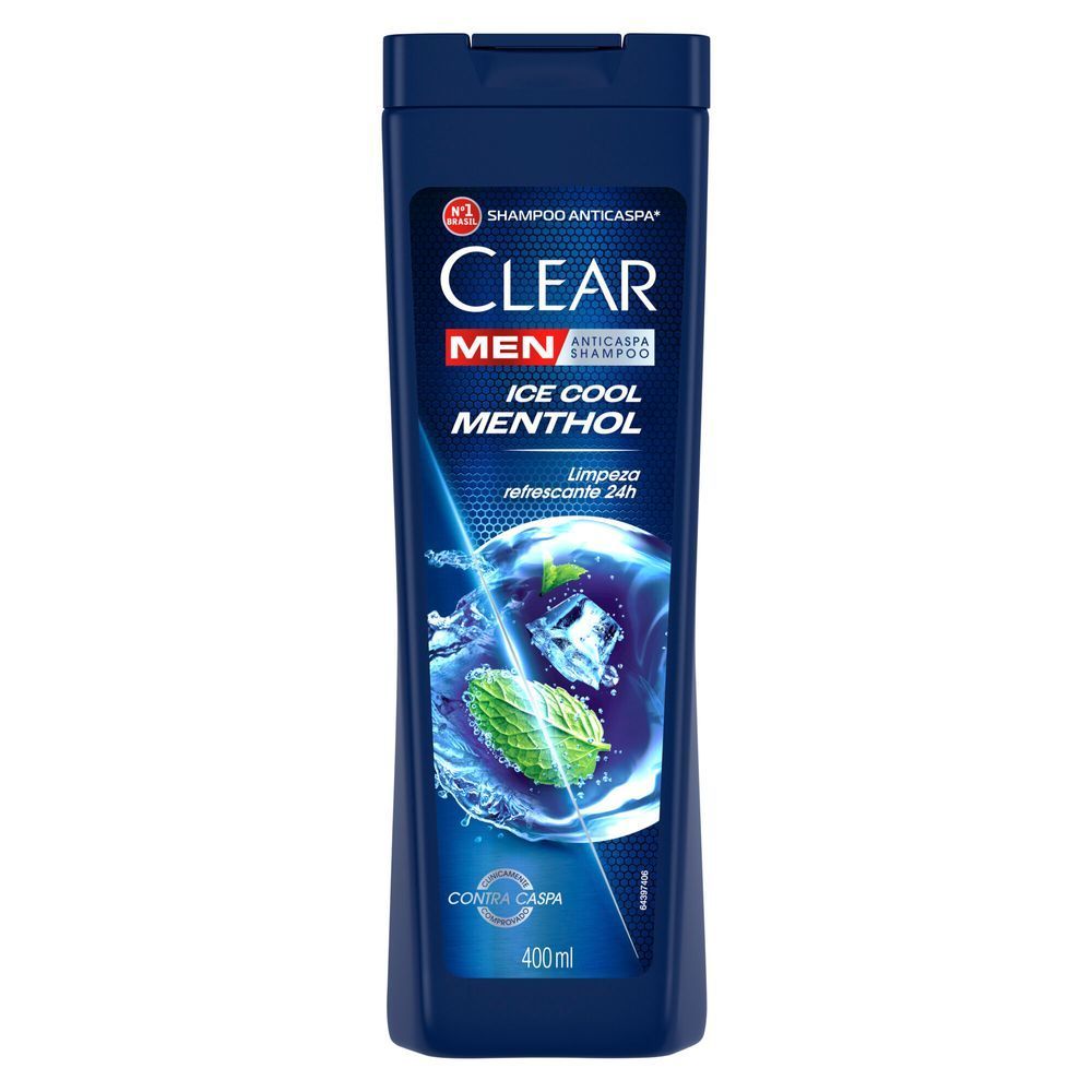 Shampoo Anticaspa Clear Men Ice Cool Menthol 400mL em Oferta na Shopee