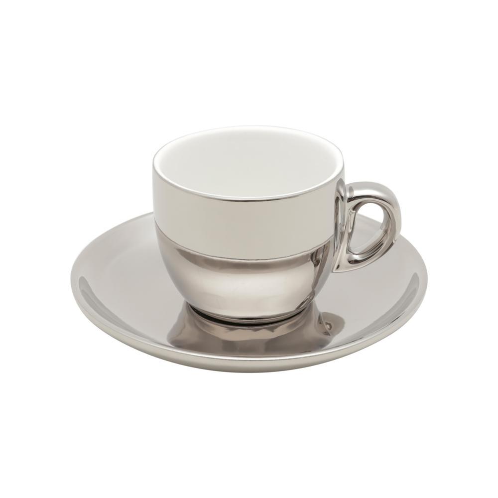 6 Xícaras de Café Wolff Versa de Porcelana Prata Branco 90ml em Oferta na Shopee