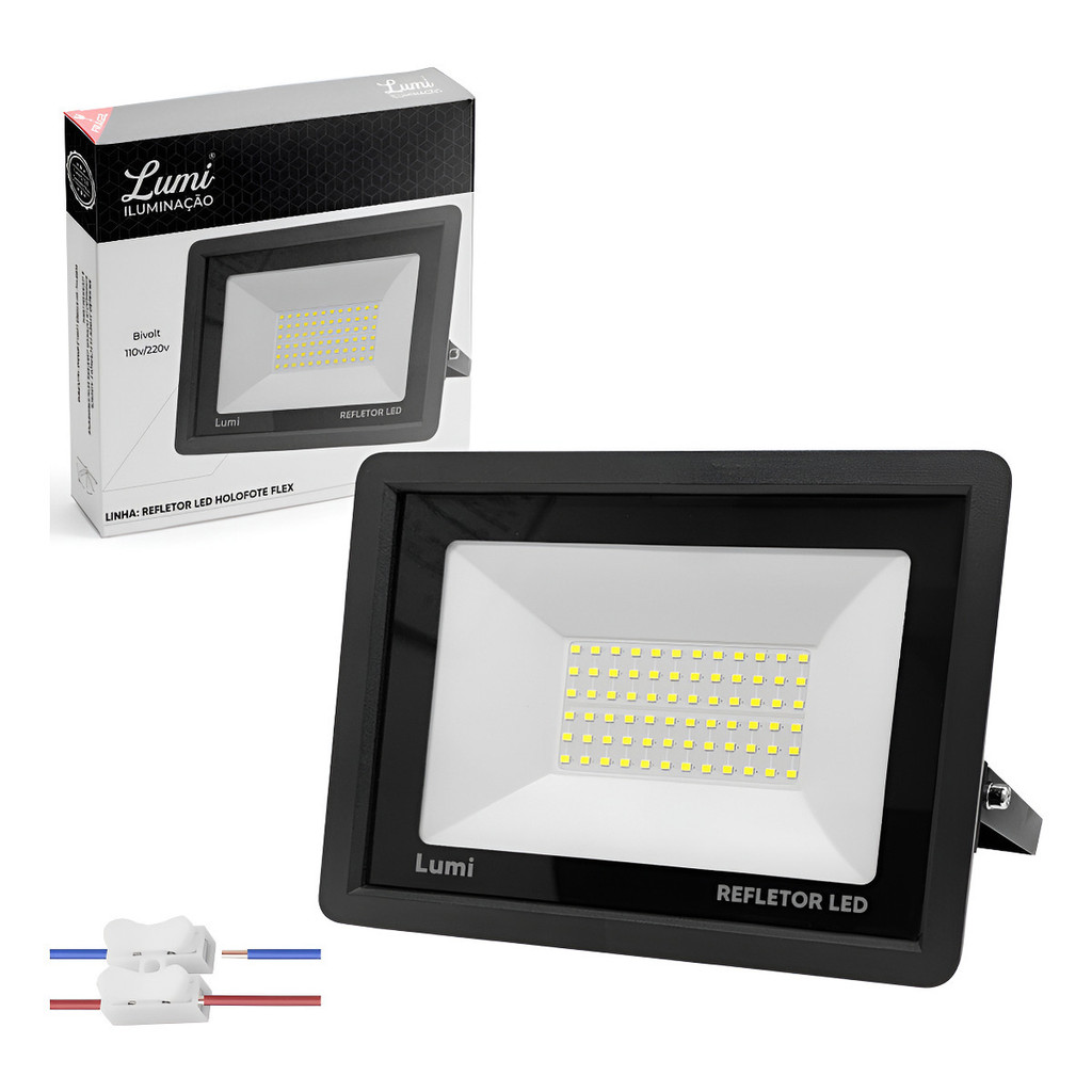 Refletor Holofote Led Smd 200w 6500k Frio Bivolt Preto Elgin