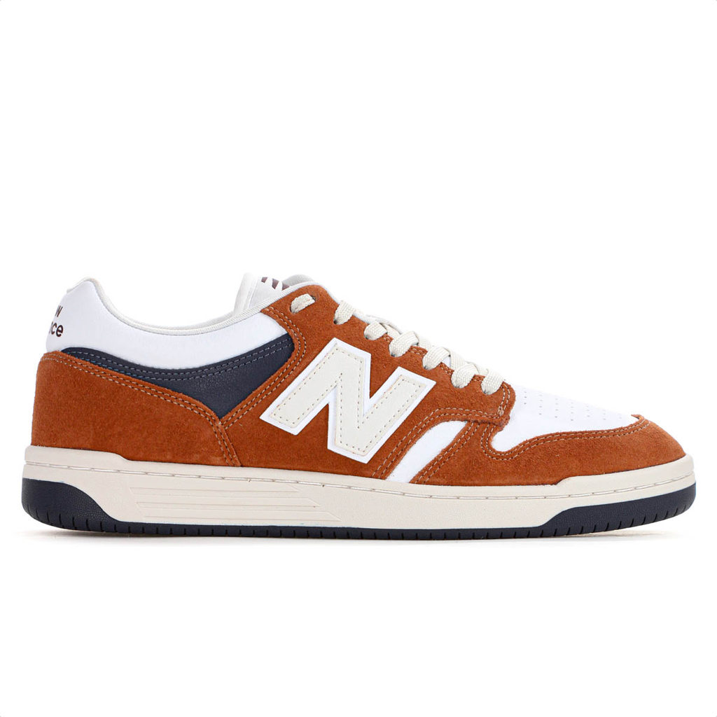 Tênis New Balance 480 Low C/ Camurça Marrom Branco e Azul  - Masculino