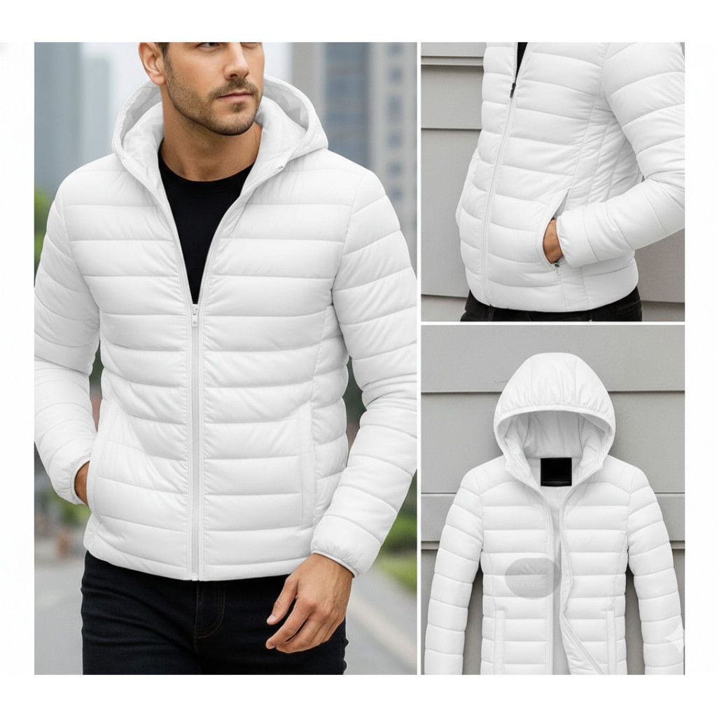 Jaqueta Puffer Bobojaco Impermeável de Frio Intenso Blusa Masculina Inverno com Capuz Removível