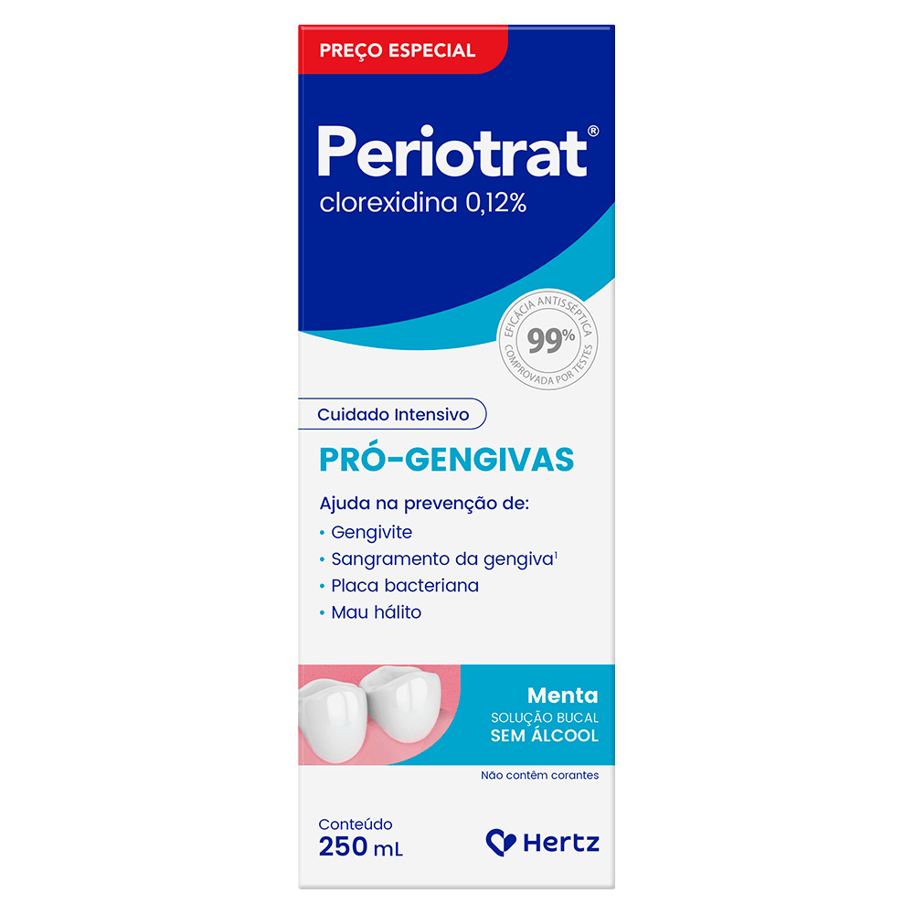 Periotrat 0,12% Pró Gengivas Solução Bucal Sabor Menta Sem Álcool 250ml em Oferta na Shopee