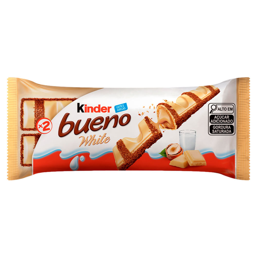 Kinder Bueno White Chocolate Branco 2 Unidades 39g em Oferta na Shopee