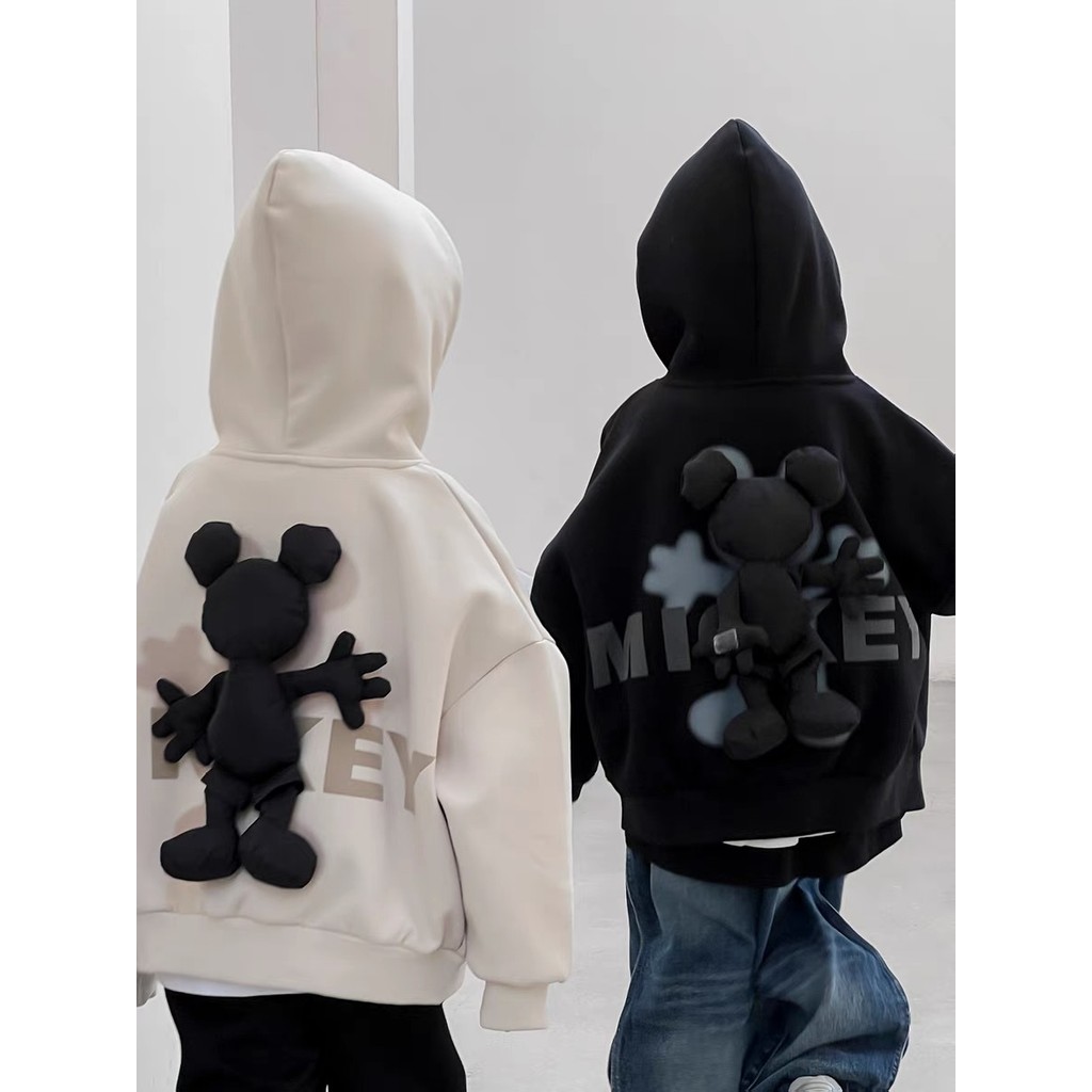 AINI crianças versão coreana jaqueta com zíper tridimensional Mickey Hoodie primavera outono estilo médio crianças grand