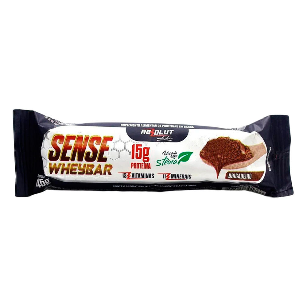 Barra de proteína Sense Whey Bar Absolut Nutrition Sabor Brigadeiro 15g de Proteína Adoçado com Stevia 45g em Oferta na Shopee