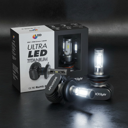 Lâmpada Ultra Led Titanium Shocklight 10.000 Lumens H4 - Par Farol alto baixo led forte potente branco