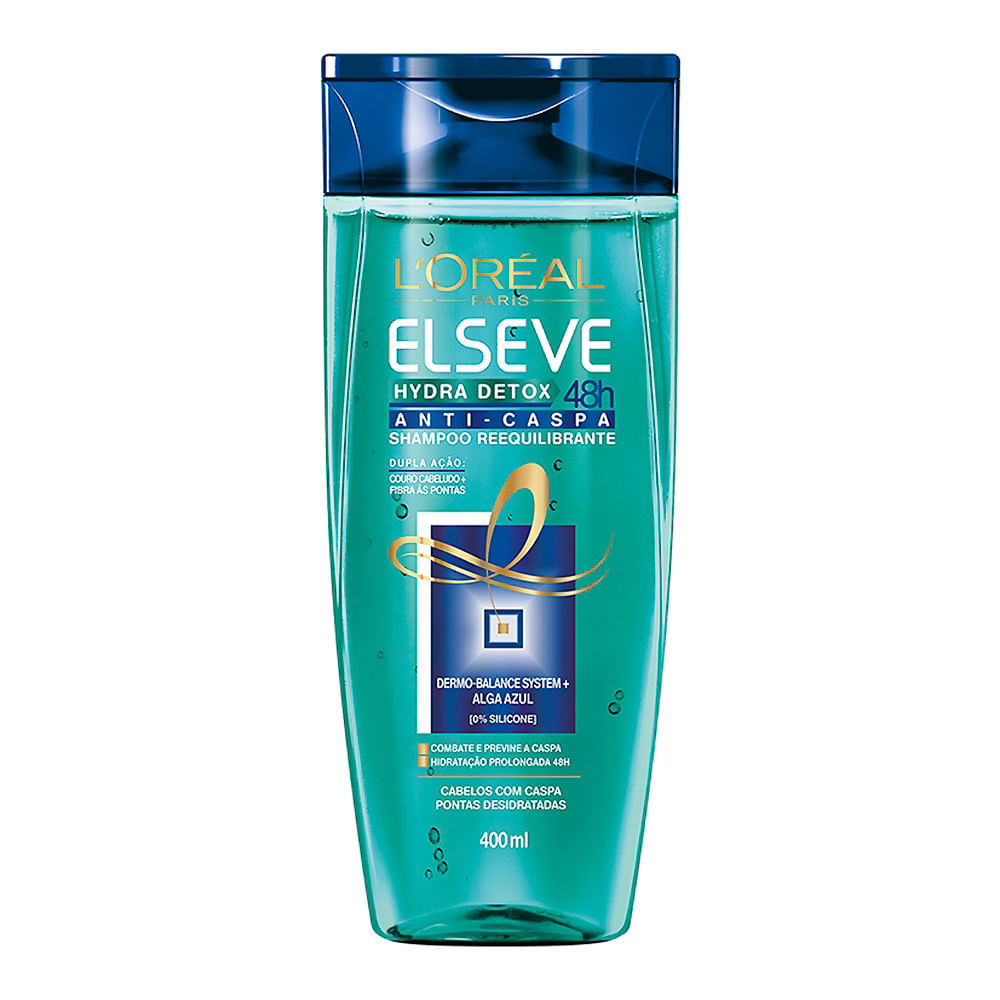 Shampoo Elseve Hydra Detox Anti-Caspa com 400ml em Oferta na Shopee